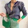 Women's Sweaters H Han Queen Winter New Knitted Cardigan Sweater For Women Tops Basic Houndstooth Knit O-neck Long Sleeve Cardigan Short Sweaters T220925