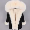 Pelliccia sintetica da donna maomaokong cappotto invernale da donna in vera pelliccia collo lungo beige parka outdoor manteau femme 220926