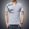 Men's T Shirts Fashion Brand Trend Print Spring&Autumn Shirt Men V-Neck Short Sleeve T-Shirt Slim Fit Cotton Tops Tees Camisetas Male 5XL