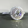 Rings de cluster Promessa de alta qualidade para mulheres de cor prata real pavor de noiva feminino de noiva de noiva Anel de jóias de noivas