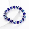 Braccialetti elastici con perline di cristallo Blue Evil Eye Braccialetti fatti a mano con occhi azzurri portafortuna Gioielli Regali di Natale per donna Uomo