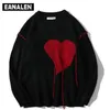 Mens Sweaters Harajuku love pattern knitted ugly sweater men letter punk rock black red gothic vintage grandpa women cute pullover 220923