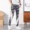 Jeans masculino impressão de moda 2022 design casual streetwear skinny para homens