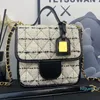 Sonbahar/Kış Yün Tüvit Üst Saplı Flap Çanta Klasik Kapitone Donanım Zinciri Omuz Askısı Crossbody Tasarımcı Fransız Lüks Çantalar