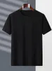 Men's Polos Summer Mercerized Cotton Round Neck Short-Sleeved Men's T-Shirt Solid Color Casual Business Non-Iron Top