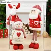 Christmas Decorations Big Size Dolls Retractable Santa Claus Snowman Elk Toys Xmas Figurines Gift for Kid Red Tree Ornament 220924