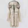 Pelliccia da donna Faux OFTBUY Parka impermeabile Cappotto reale X lungo Giacca invernale Donna Colletto naturale Spessa Capispalla calda Staccabile 220926