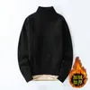 Herrtr￶jor Vinter varma Turtleneck Slim Soft Fleece Pullover Solid Sticked Plus Gold Velvet Thowrening Men 220924