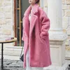 Women s Fur Faux Coat Real Wool Lady s Alpaca Long Jacket Fashion Outwear Female Sheep S7480A 220926