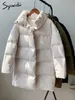 Dames down parkas syiwidii ​​herfst puffer jas winter jas vrouwen oversized dikker warme parka's elegante dames stand kraag knop naar beneden uit het kader 220926