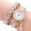 Wristwatches Fashion Women Multi-layer Bracelet Quartz Watch Alloy Crystal Love Letter Band Wristwatch Jewelry Gifts JRDH889243S