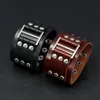 Rivet Wide Leather Bangle Cuff Wrap Button Pulsera ajustable Wristand para hombres mujeres Joyería de moda negro