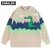 Pulls pour hommes Harajuku rétro mignon dinosaure pull pull surdimensionné hiver anime tricot pull grand-père laid pull femme Y2K esthétique 220926