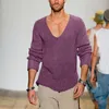 Mens Sweaters Casual Solid Vneck Loose Cotton Pullovers High Elasticity Fashion Slim Fit Male Pullover Plus Size 220923