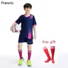 Бегущие сеты бесплатные носки Custom Kids Soccer Sets Football Uniform Boys Football Jersey Soccer Sport Set с 220923