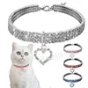 Pet Dog Cat Collars Pets Heart Shape Rhinestone Necklace Bling Crystal Diamond Collar Necklaces For Small Medium Dogs Supplies BH7646 TYJ