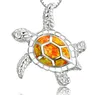 Opal Turtle Pendant Necklace Silver Chain Jewelry for Woman Gift Fashion Söta halsband