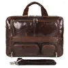 Briefcases Luufan Crazy Horse Genuine Leather Men's Briefcase 17" Laptop Business Handbag Vintage Male Big Office Shoulder Bag