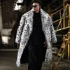 メンズファーフェイクヒョウ柄の毛皮統合マンコートロングスーツカラー模倣トレンド冬の暖かいジャケット220924