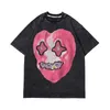 Men's T Shirts 2022 Fashion Men Washed T-Shirt Funny Ghost Graphic Shirt Hip Hop Streetwear Harajuku Tops Summer Short Sleeve Cotton Tshirt