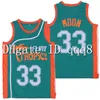 GLA topkwaliteit 1 33 Jackie Moon Flint Tropics Jersey Green White Black College Basketball 100% Stiched Size S-XXXL