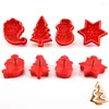 Baking Moulds 4pcs Cute Biscuit Cutter Mould Plunger Christmas Tree Snowman Cookie Mold Kitchen DIY Cutting Tool Reusable