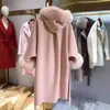 Donna s pelliccia faux autunno inverno inverno cappotto donna pipistrello di lana pipistrello donna vera cappuccio da collare 220926