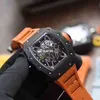 Superclone Luxury Mens Mechanics Watch Richa Milles Personality R RM035 동일한 중공 와인 배럴 풀 오염 기계적 시계 실리콘