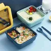 Bento Boxes Portable Lunch For Kids School Microwave Wheat Straw Dinnerware Food Storage Containers Bag bento 220922