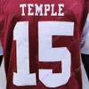 Mitch 2020 New NCAA Temple Owls maglie 15 Anthony Russo College Football Jersey rosso taglia gioventù adulto tutto cucito