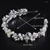 Headpieces Trendy Silver Rhinestone Pearl Crystal Headband For Bridal Crown Vintage Beads Wedding Hair Accessories Women Party Headpiece