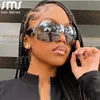 Sunglasses 2022 Y2K One Piece Oversized Sunglasses Women Luxury Brand Designer Wrap Around Sun Glasses Men UV400 Fashion Eyewear Shades T220924