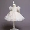 Flicka kl￤nningar baby puff ￤rmar f￶delsedagsfest kl￤nning prinsessan boutique boll kl￤nning barn stor b￥ge f￶r flickor dop vestidos