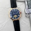 Men Watch Stainless Steel tourbillon Four stitches 42mm Luxury Brand Automatic mechanical Watches leather Strap CART Fashion moon Phase