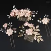 Headpieces Fashion Gold Color Wedding Hair Accessories Pearl Rhinestone Hairpins Combs Clips Bridal Headdress Women Jewelry