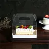 Emballage cadeau Emballage cadeau Clear Pet Cake Box avec poignée Fromage Swiss Roll Package Portable Baking Party Dessert Boîtes Drop De Homeindustry DHSYL