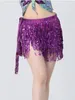 Kadınlar Glitter Pulins Pubsel Etekler Sahne Performans Kostüm Rave Kıyafetler Kalça Eşarp Saçak Etekler Göbek Dans 456