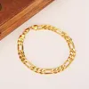 Hele klassieke Figaro Cuban Link -ketting ketting armband sets 14K echte solide goud gevulde koper mode heren dames juwelier229a