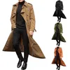 Men's Trench Coats Men Overcoat Vintage Double Breasted Jacket Coats Mens Business Black Long Solid Windbreak Coat Outwear