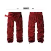 Pantalon homme Mixcubique automne style coréen lavage vin rouge coton salopette pantalon hommes décontracté lâche multipoche cargo pantalon pour hommes 2842 220922