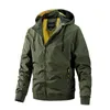 Nya m￤n Bomberjacka Casual Hooded Cargo Jackets Autumn Men's Sportswear Milit￤rrockar Solid Windproof Outerwear Windbreaker