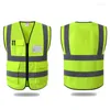 Herrv￤star Mesh Safety Vest H￶g synlighet reflekterande med fickor och blixtl￥s uppfyller ANSI/ISEA -standarder