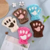 10Pair Cute Cat Paw Fluffy Claw Fingerless Gloves Warm Soft Plush Fingerless Panda Glove Half Finger Women Winter Wear Christmas Gifts