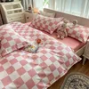 Beddengoedsets Kingsize beddengoed met dekbedovertrek Platte laken kussensloop Kinderen Meisjes Jongens Dambord Pinted Enkel Dubbel Bed Li3062