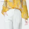 Chemises pour femmes Fashion Yellow Floral dames mousseline en mousseline