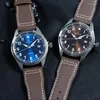 Polshorloges Vintage Frieger Men kijken 39 mm roestvrij staal BGW9 lichtgevende saffier kristallen skelet lederen band mechanisch