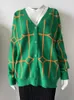 Pulls pour femmes Cardigan tricoté Femme 2022 Femmes Long Vert Col en V Losange Lâche Femme Pull Casual Chaud À Manches Longues Lady Cardigans Automne T220925