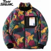 Fourrure pour hommes Faux Hip Hop Veste réversible Parka Peinture animale colorée Camouflage Streetwear Hommes Harajuku Coupe-vent Manteau Polaire Hiver Zip 220924