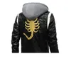 Men's Leather Faux Spring Jacket Removable Hoodied Scorpion Embroidery Motorcycle Men Slim Fit Mens s 220924