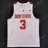 Mitch 2020 Nieuwe NCAA Ohio State Buckeyes Jerseys 3 Carter College Basketball Jersey White Size jeugd volwassene allemaal gestikt